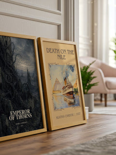 Emperor of Thorns watercolour print framed by window – literary home decor