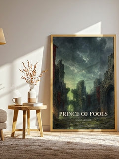 Prince of Fools watercolour print in frame leaning in hallway – fantasy wall art