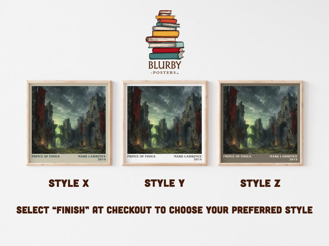 Prince of Fools literary print in frame leaning in hallway – fantasy wall art (mockup)