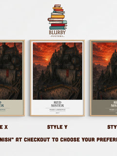 Red Sister book cover print in frame leaning in hallway – fantasy wall art