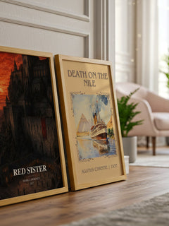 Red Sister watercolour print framed by window – literary home decor