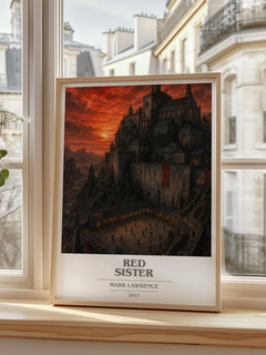 Red Sister book cover poster colour and style options – Mark Lawrence book art