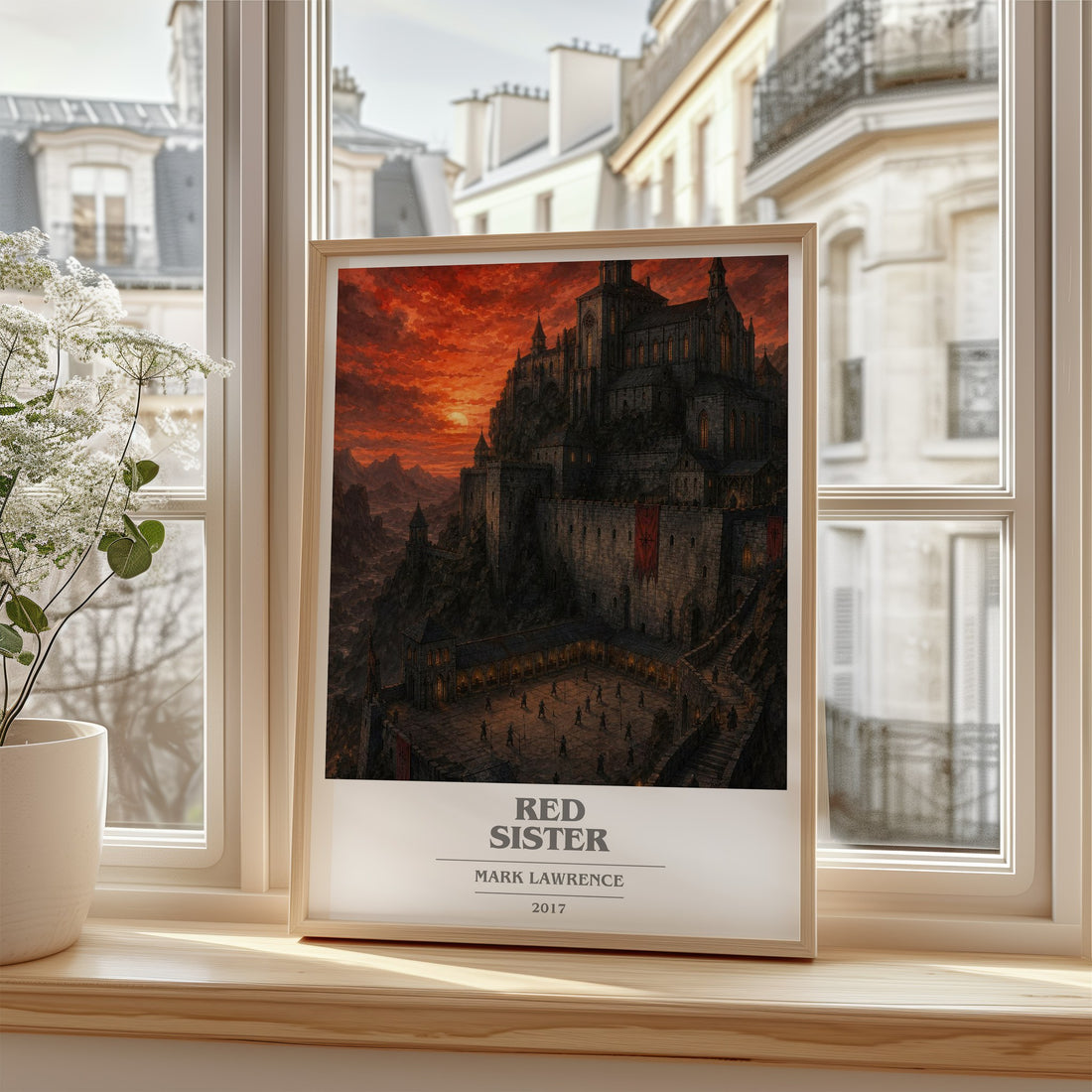 Red Sister book cover poster colour and style options – Mark Lawrence book art