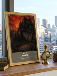Red Sister book cover print framed by window – literary home decor