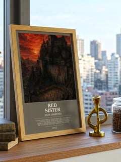 Red Sister bookish print framed by window – literary home decor