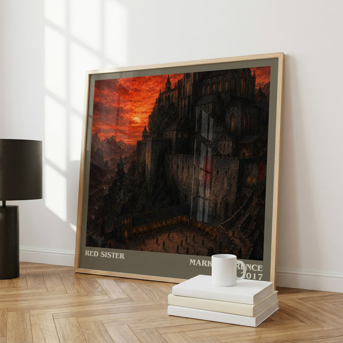 Red Sister literary print framed by window – literary home decor