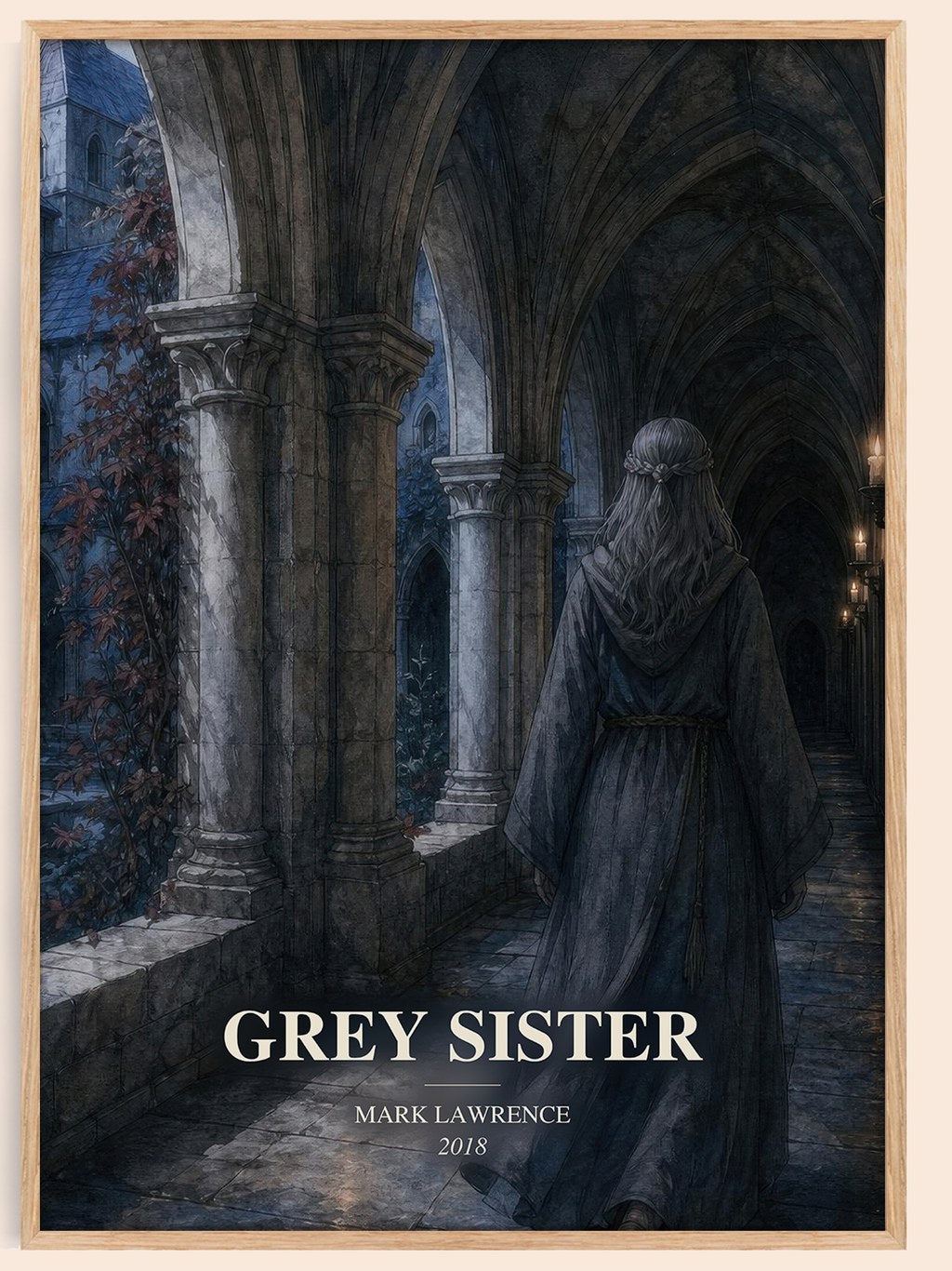 Grey Sister watercolour book poster by Mark Lawrence – framed literary art print