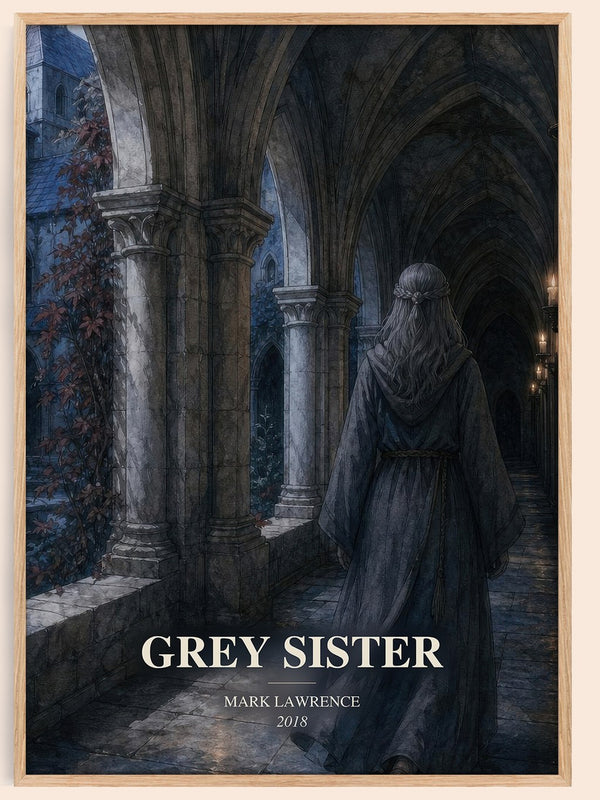 Grey Sister watercolour book poster by Mark Lawrence – framed literary art print