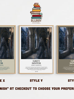 Grey Sister bookish print in frame leaning in hallway – fantasy wall art