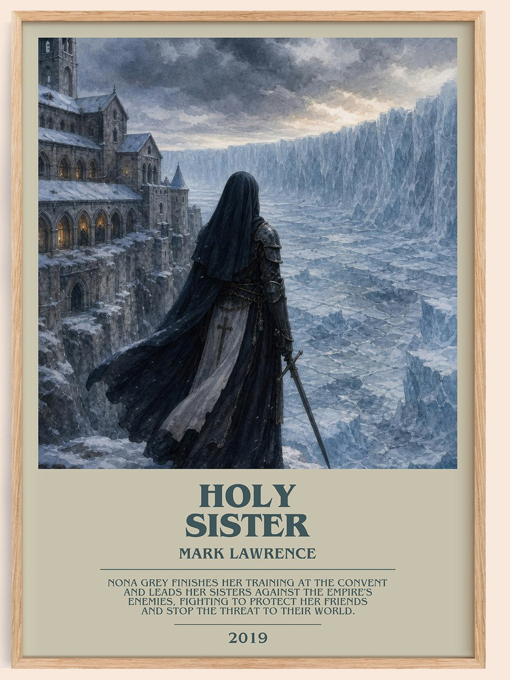 Holy Sister bookish book poster by Mark Lawrence – framed literary art print