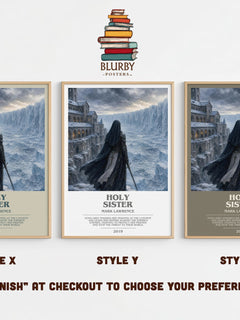 Holy Sister bookish print in frame leaning in hallway – fantasy wall art