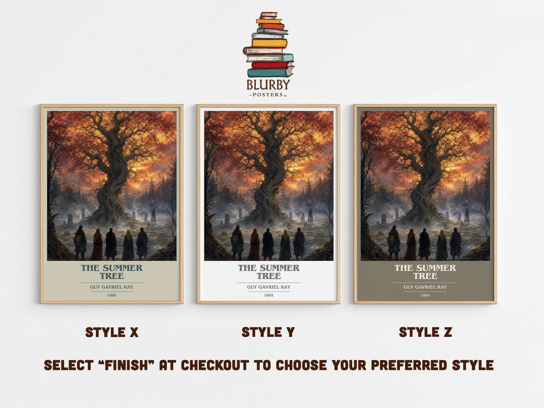 The Summer Tree book cover print in frame leaning in hallway – fantasy wall art (mockup)