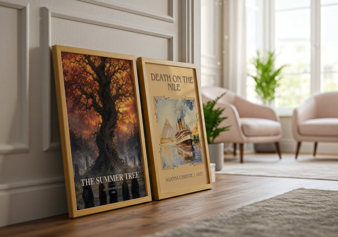 The Summer Tree watercolour print framed by window – literary home decor