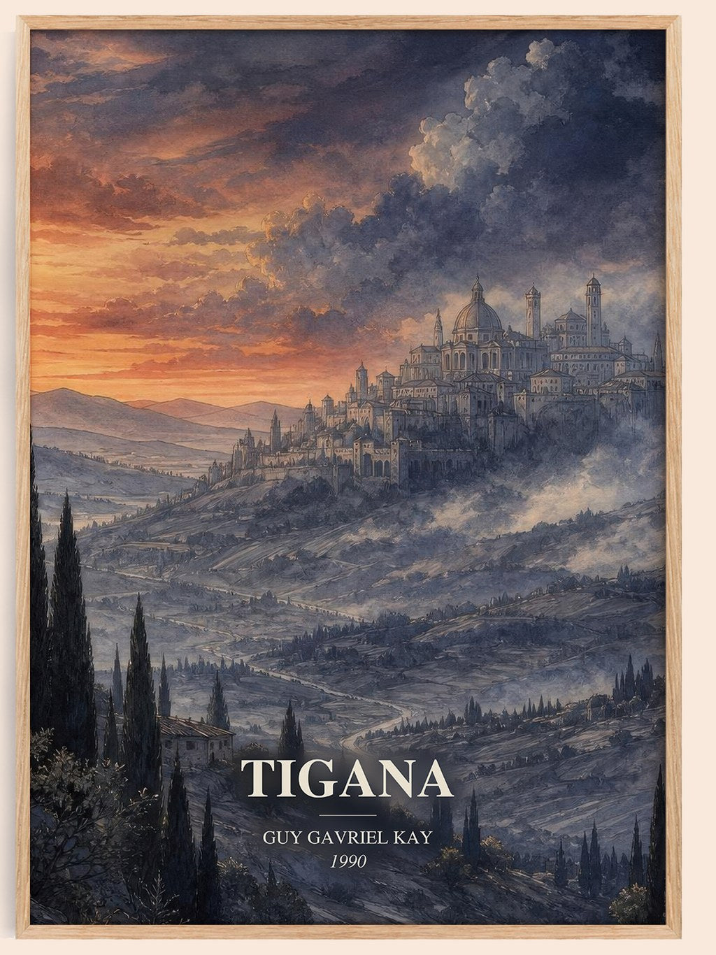Tigana watercolour book poster by Guy Gavriel Kay – framed literary art print