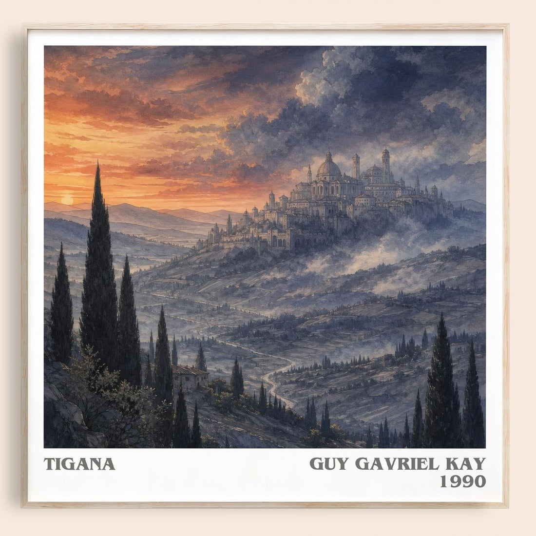 Tigana literary book poster by Guy Gavriel Kay – framed literary art print
