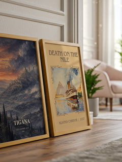Tigana watercolour print framed by window – literary home decor