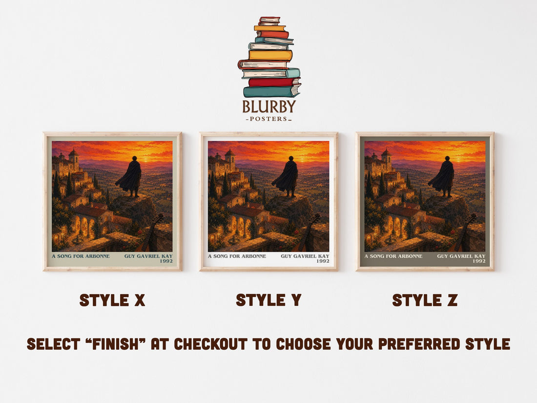 A Song for Arbonne literary print in frame leaning in hallway – fantasy wall art (mockup)