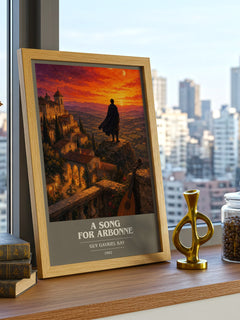 A Song for Arbonne book cover print framed by window – literary home decor