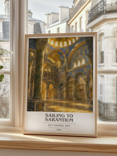 Sailing to Sarantium Book Cover Poster by Guy Gavriel Kay – framed print by a bright window