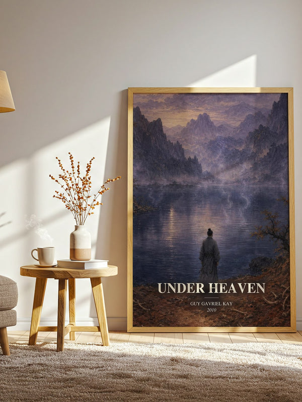Under Heaven watercolour print in frame leaning in hallway – fantasy wall art