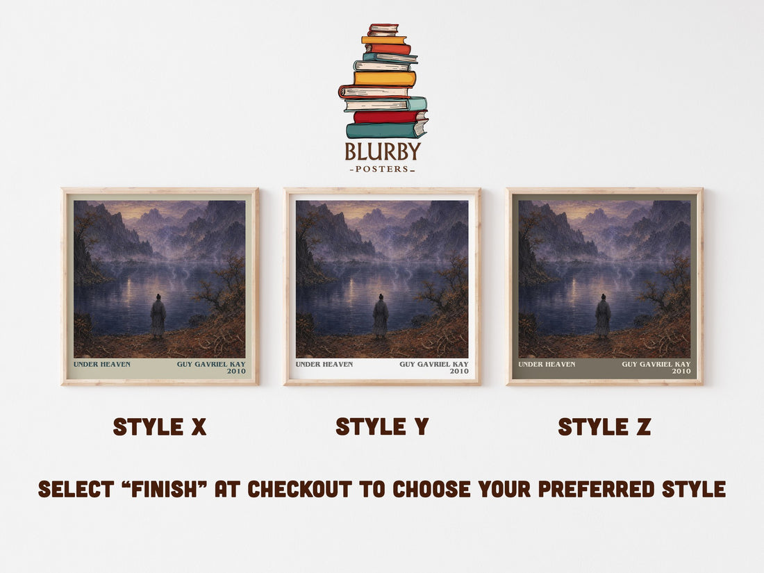 Under Heaven literary print in frame leaning in hallway – fantasy wall art (mockup)