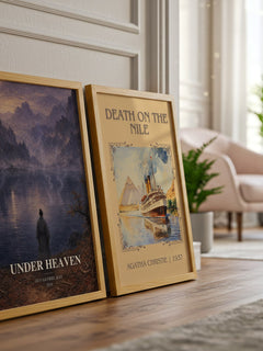 Under Heaven watercolour print framed by window – literary home decor