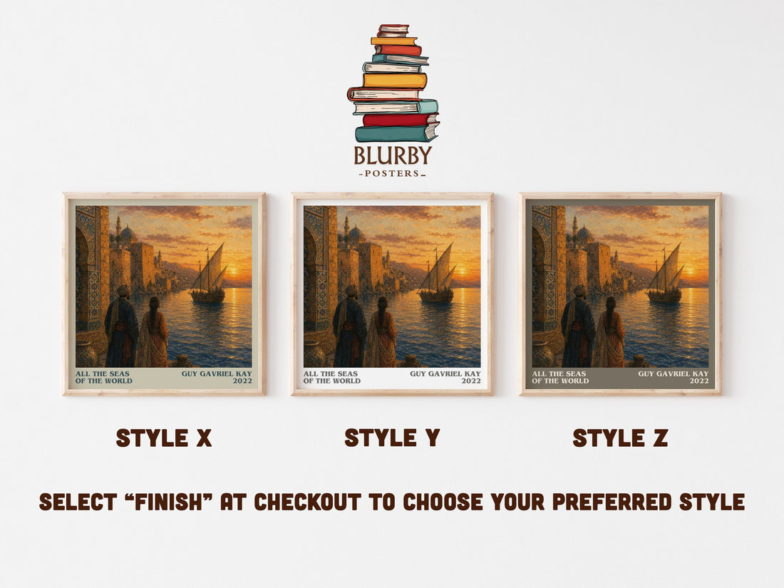 All the Seas of the World literary print in frame leaning in hallway – historical fiction wall art (mockup)