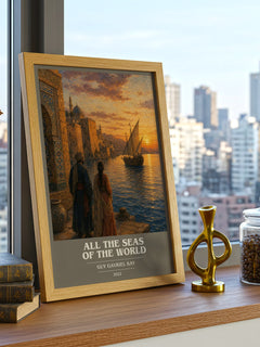 All the Seas of the World book cover print framed by window – literary home decor