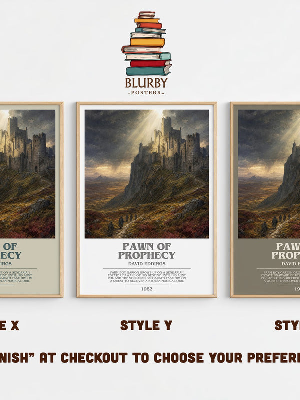 Pawn of Prophecy bookish print in frame leaning in hallway – fantasy wall art