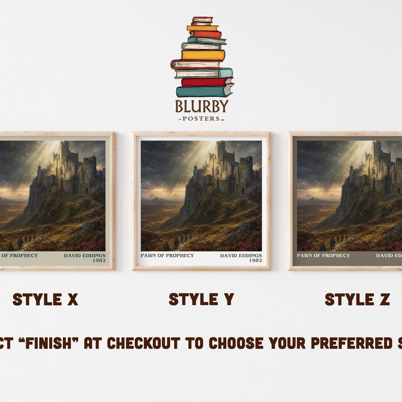 Pawn of Prophecy literary print in frame leaning in hallway – fantasy wall art