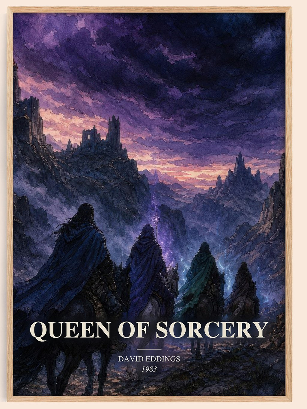 Queen of Sorcery watercolour book poster by David Eddings – framed literary art print