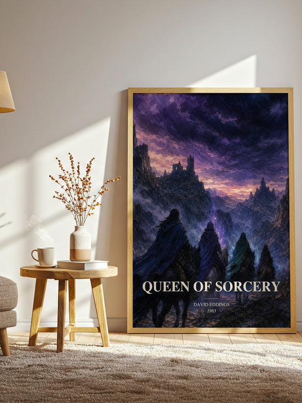 Queen of Sorcery watercolour print in frame leaning in hallway – fantasy wall art