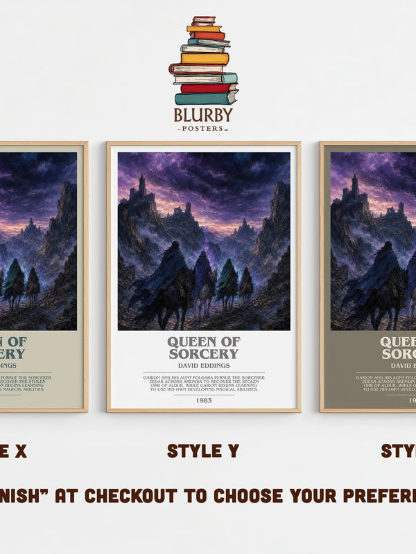 Queen of Sorcery bookish print in frame leaning in hallway – fantasy wall art
