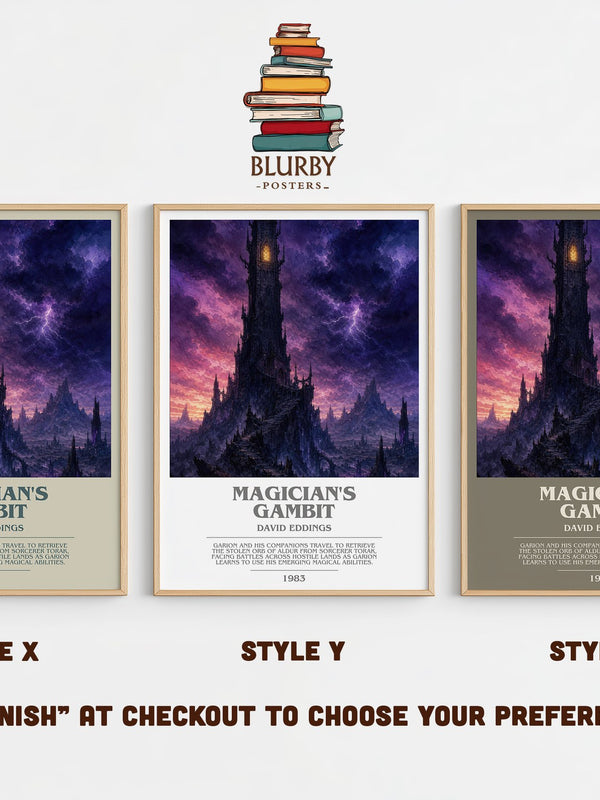 Magician's Gambit bookish print in frame leaning in hallway – fantasy wall art
