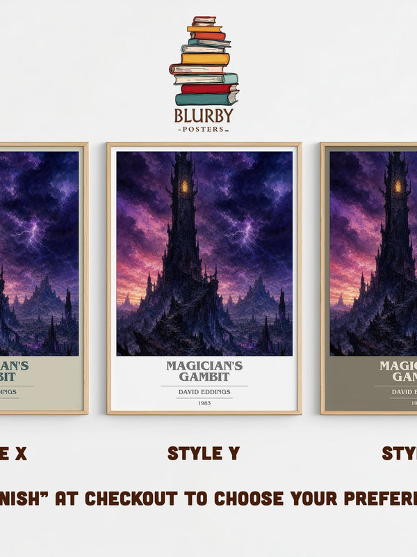 Magician's Gambit book cover print in frame leaning in hallway – fantasy wall art