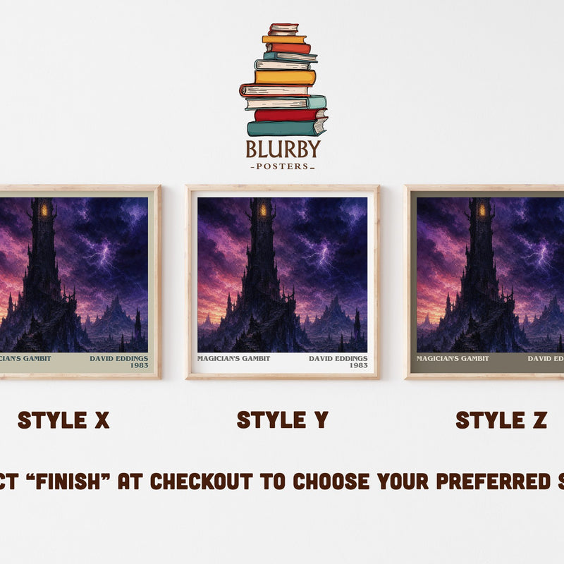 Magician's Gambit literary print in frame leaning in hallway – fantasy wall art