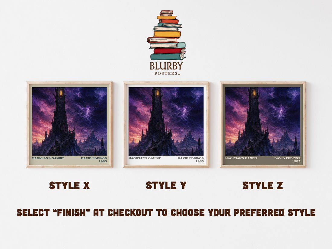 Magician's Gambit literary print in frame leaning in hallway – fantasy wall art (mockup)