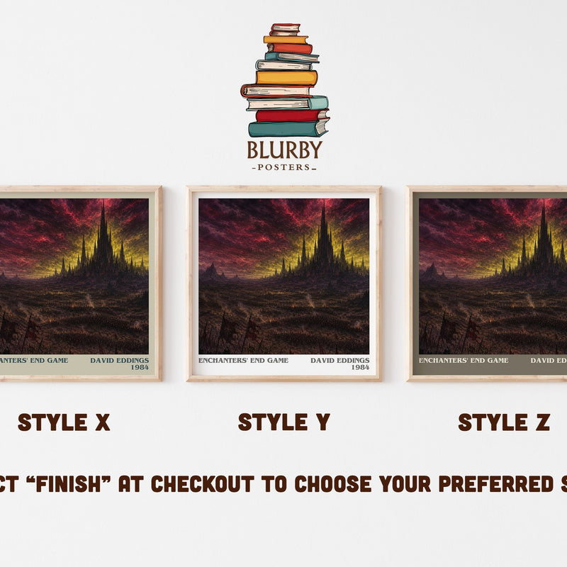 Enchanters' End Game literary print in frame leaning in hallway – fantasy wall art