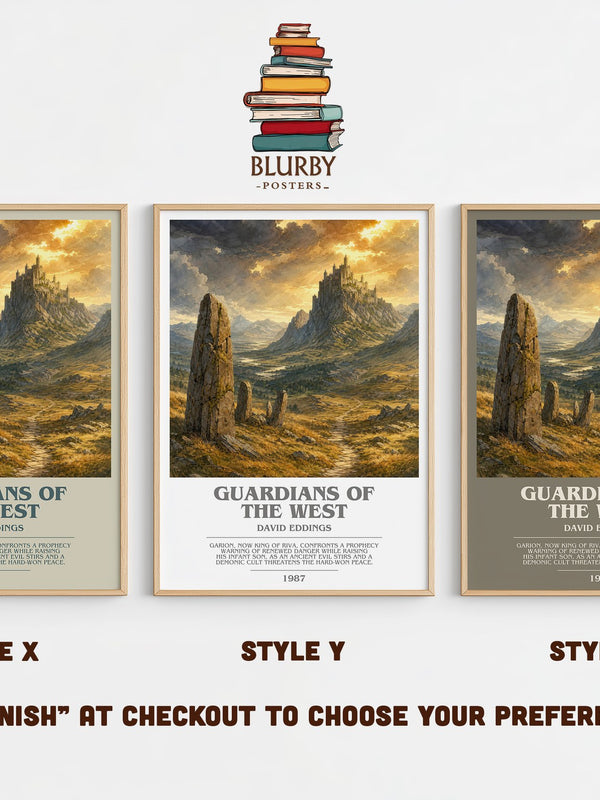 Guardians of the West bookish print in frame leaning in hallway – fantasy wall art