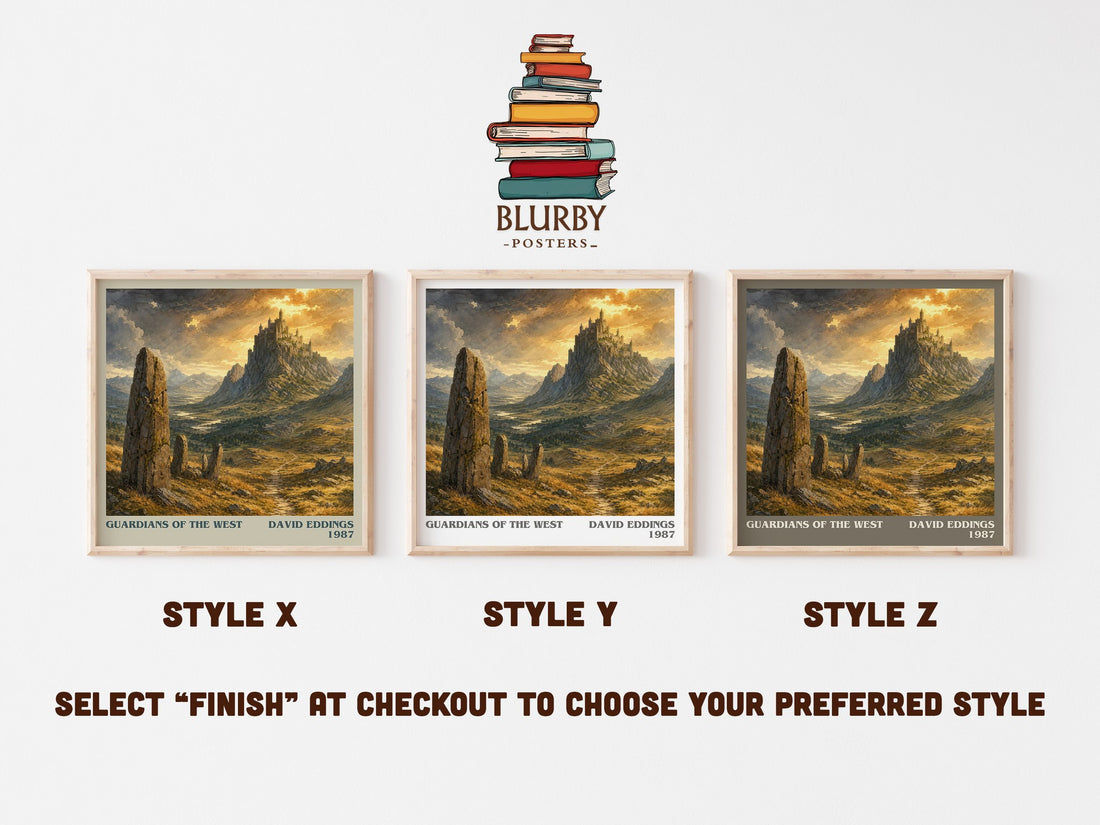 Guardians of the West literary print in frame leaning in hallway – fantasy wall art (mockup)