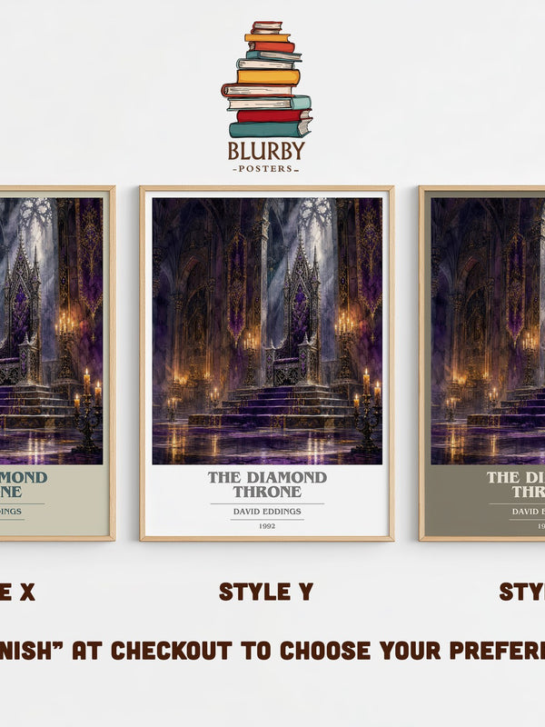 The Diamond Throne book cover print in frame leaning in hallway – fantasy wall art