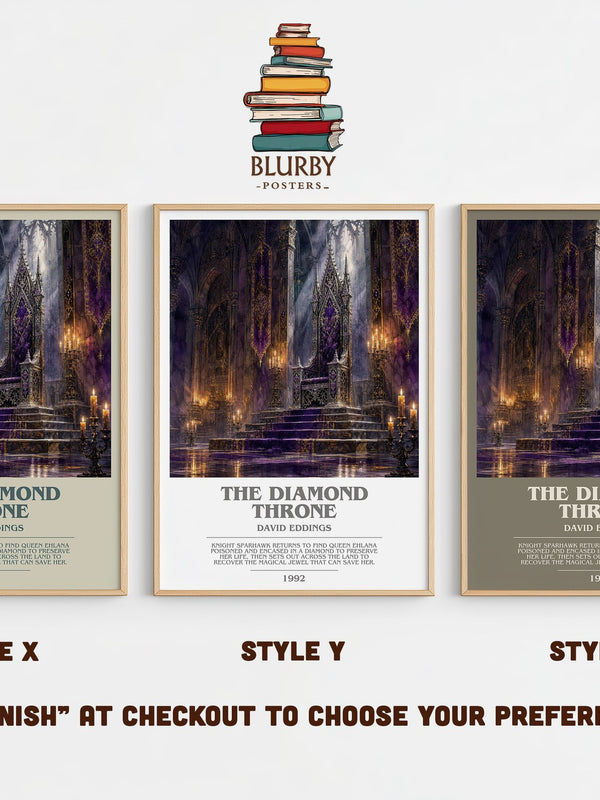 The Diamond Throne bookish print in frame leaning in hallway – fantasy wall art