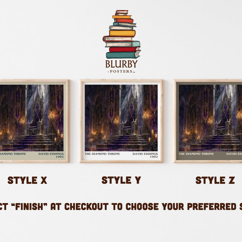 The Diamond Throne literary print in frame leaning in hallway – fantasy wall art