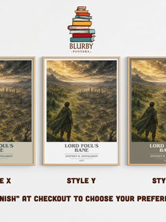Lord Foul's Bane book cover print in frame leaning in hallway – fantasy wall art