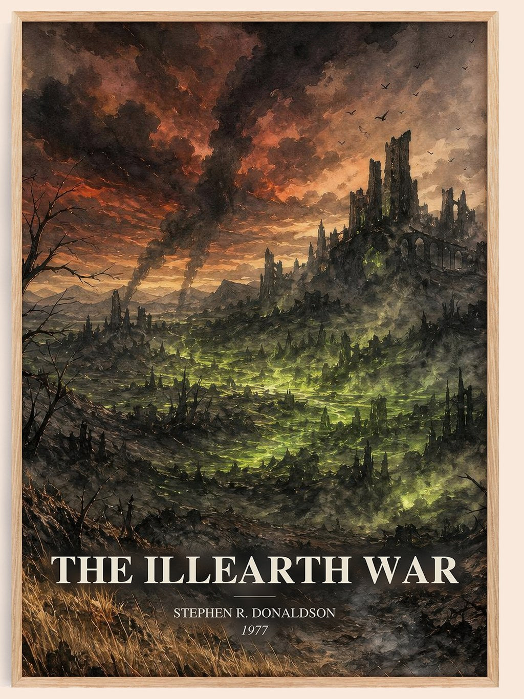 The Illearth War watercolour book poster by Stephen R. Donaldson – framed literary art print