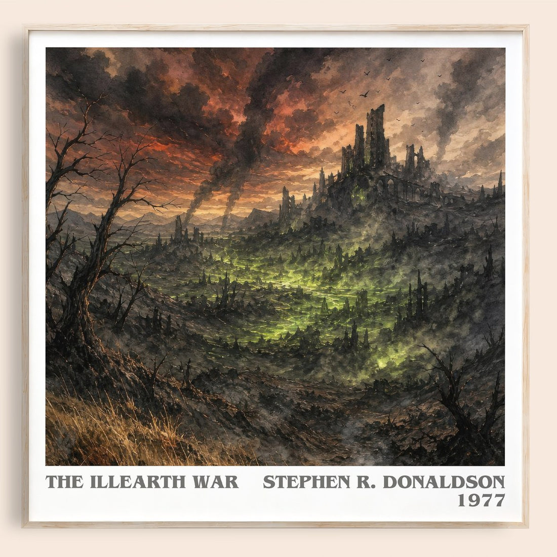The Illearth War literary book poster by Stephen R. Donaldson – framed literary art print