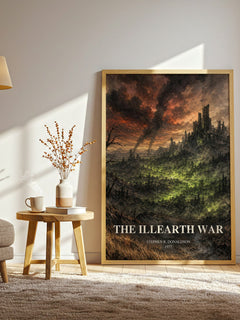 The Illearth War watercolour print in frame leaning in hallway – fantasy wall art