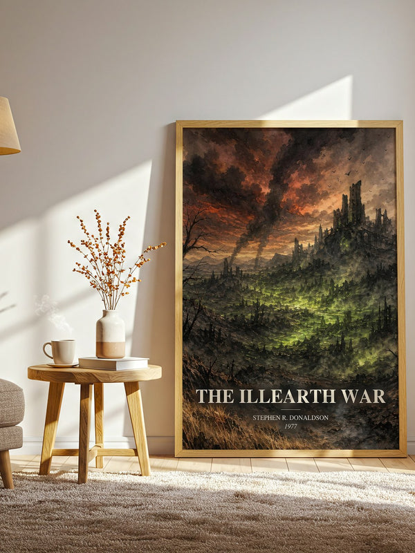 The Illearth War watercolour print in frame leaning in hallway – fantasy wall art