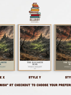 The Illearth War book cover print in frame leaning in hallway – fantasy wall art