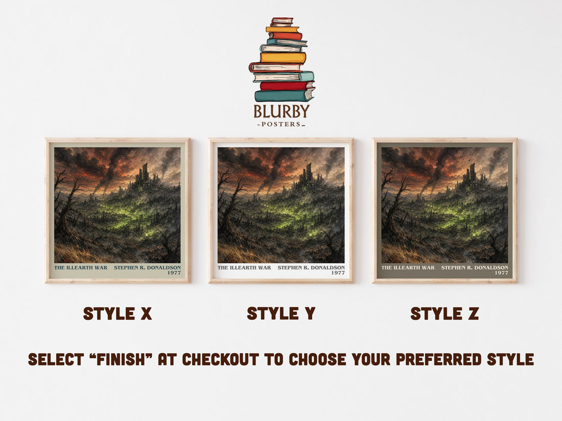 The Illearth War literary print in frame leaning in hallway – fantasy wall art (mockup)